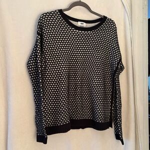 Old Navy Black and White Crew Neck Sweater